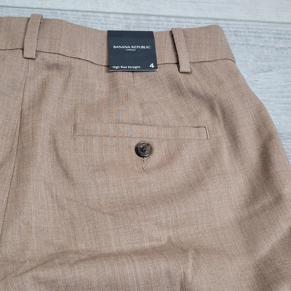 NWT Banana Republic Pants Women 4 Brown SIENA Straight Leg Italian Wool Trousers - Picture 12 of 16